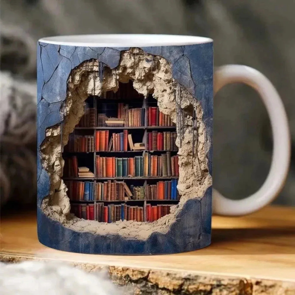 3D Bookshelf Coffee Mug