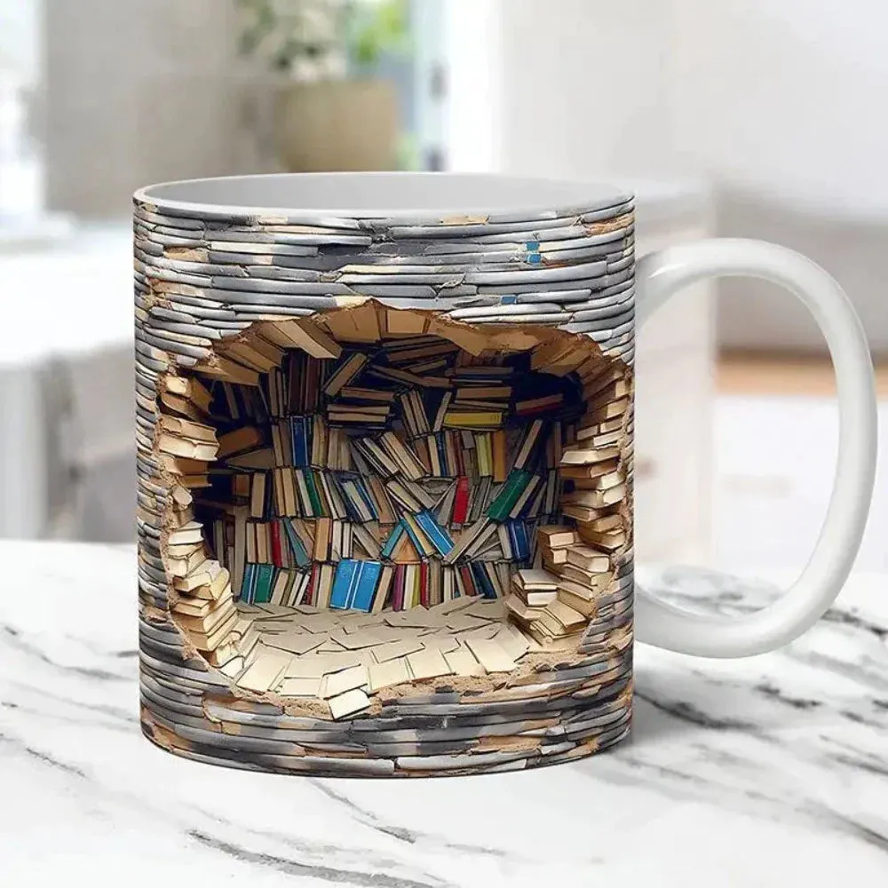 3D Bookshelf Coffee Mug