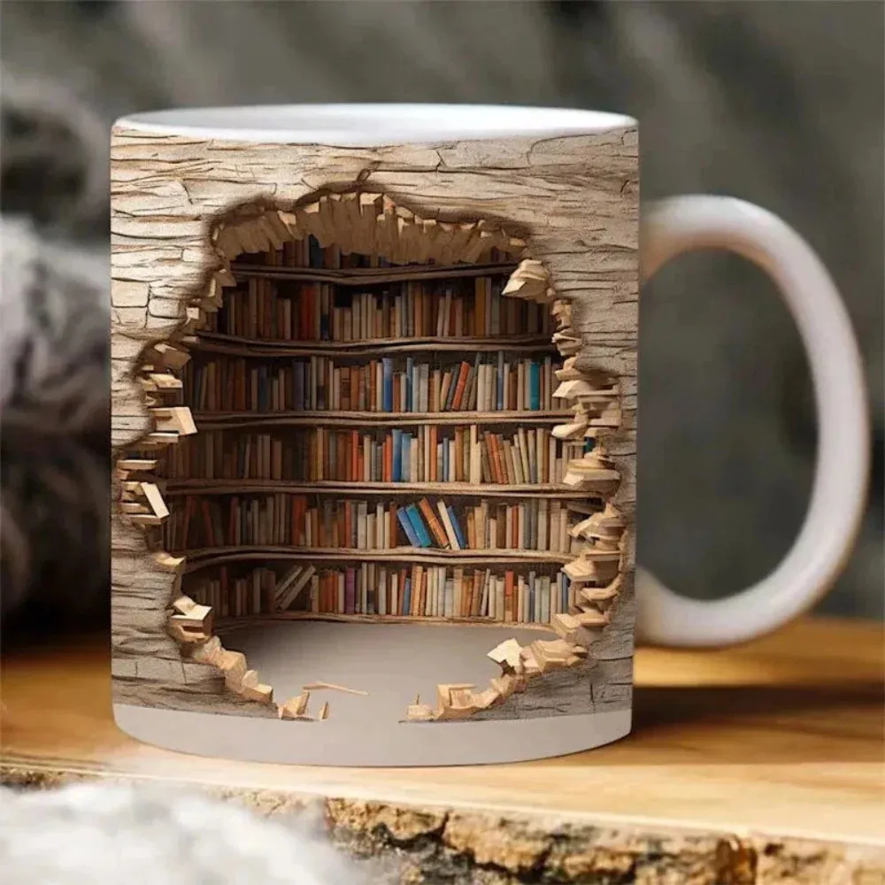 3D Bookshelf Coffee Mug