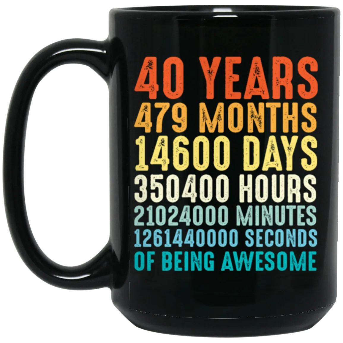 40 Years Of Being Awesome, Retro 40th Birthday, Love 40th Birthday Gift Black Mug