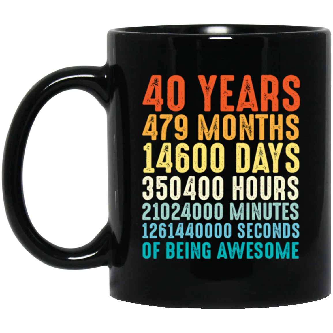 40 Years Of Being Awesome, Retro 40th Birthday, Love 40th Birthday Gift Black Mug