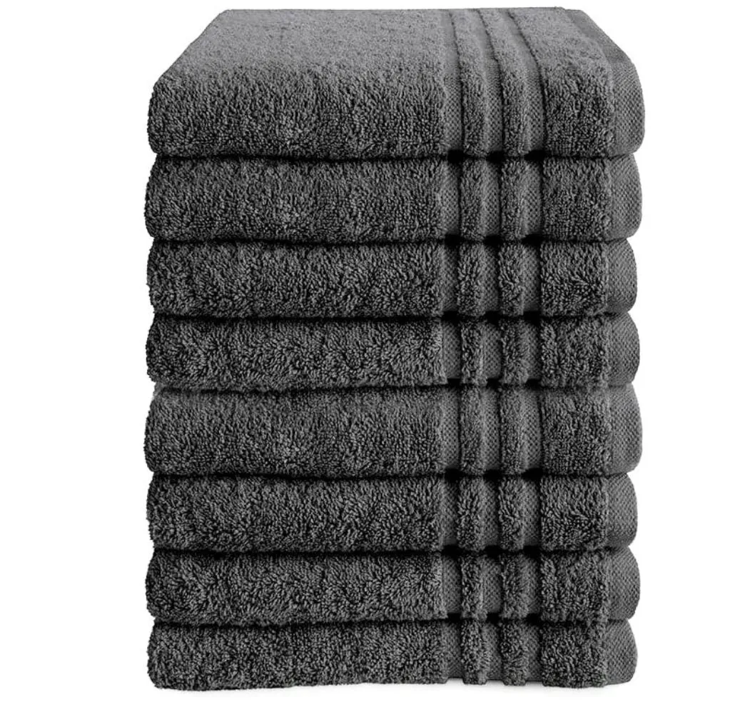 500 gsm Dark Grey Bath Towels Bulk Buy 100% Cotton Packs of 3, 6, 12 and 48