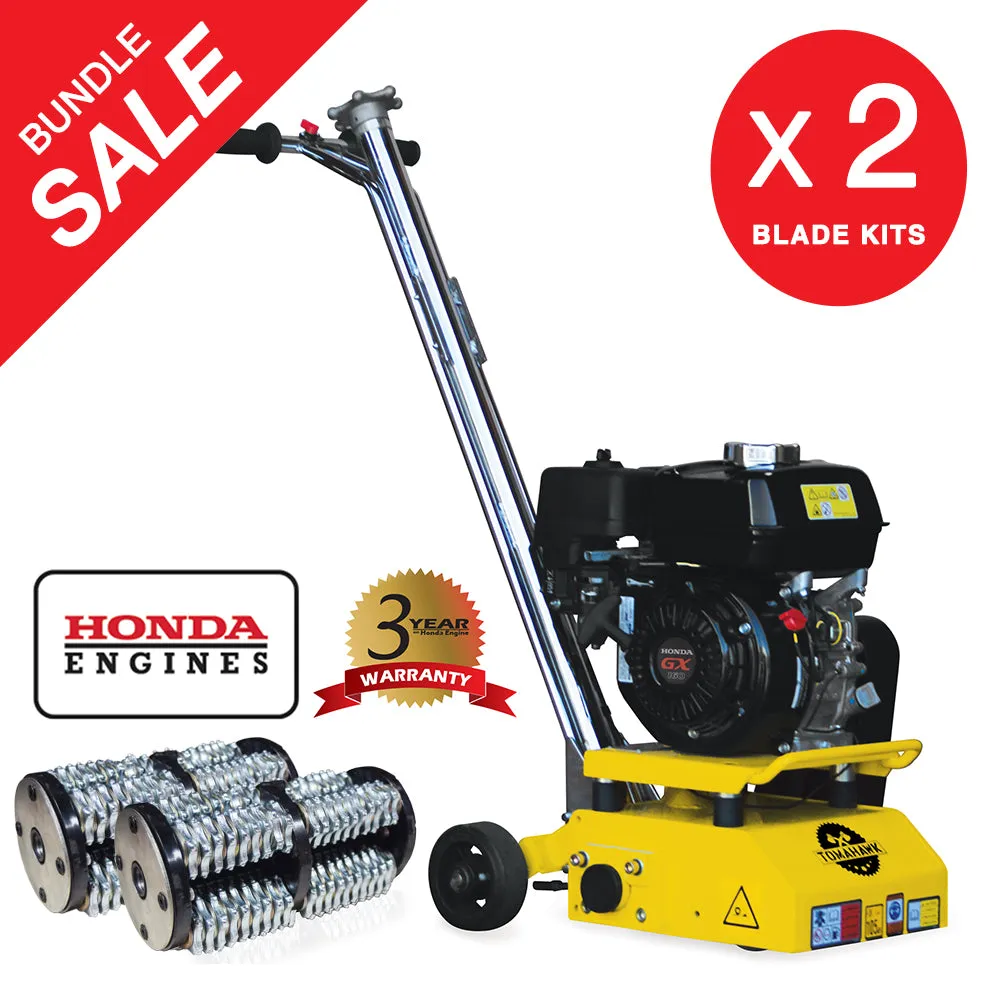 8” Gas Concrete Scarifier Planer Grinder with 5.5 HP Honda Engine Blade Bundle