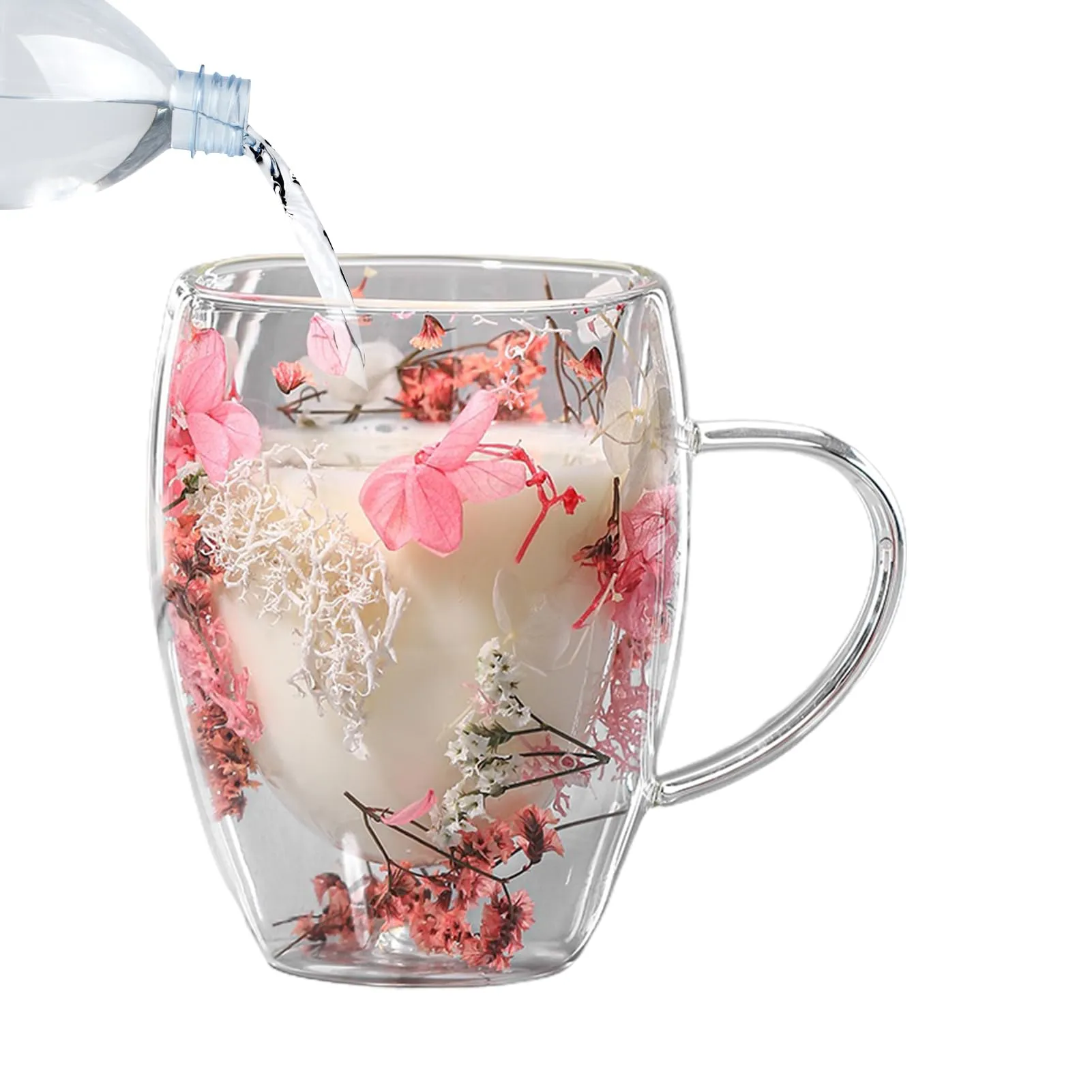 Aesthetic Flowers Double Walled Filled Glass Mugs