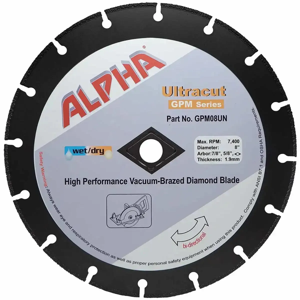 Alpha Ultracut GPM Series Diamond Blade