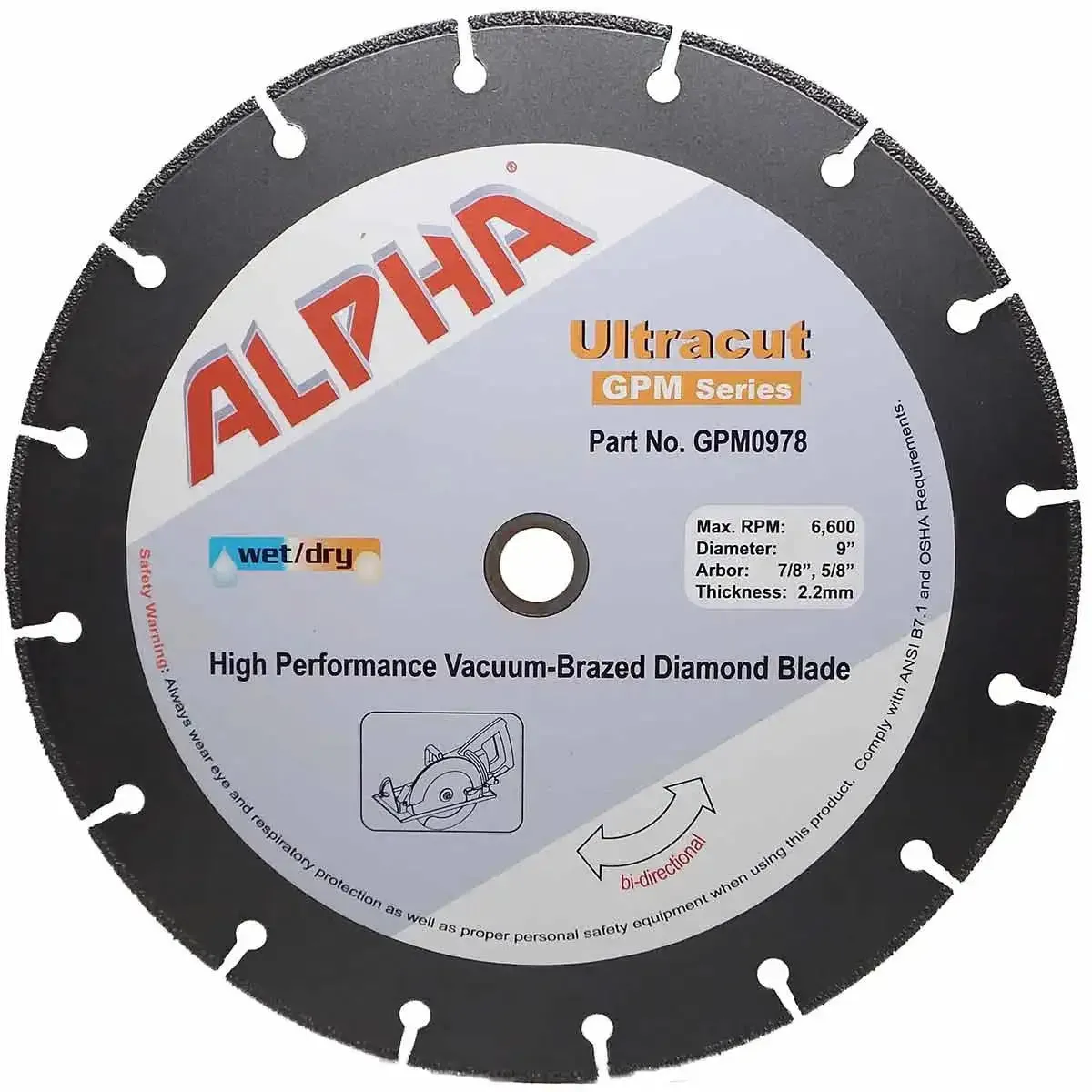 Alpha Ultracut GPM Series Diamond Blade