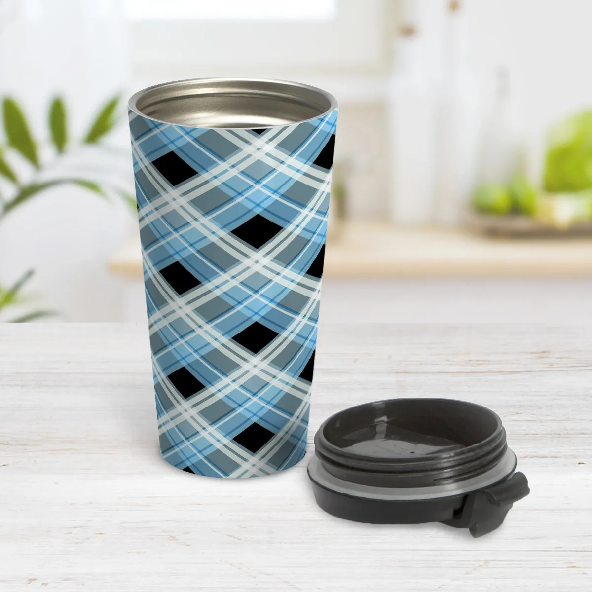 Alternative Blue Plaid Travel Mug