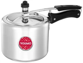 Amazon Brand - Solimo - Sleek Induction Bottom Aluminium Pressure Cooker - 3 Liter (Inner Lid), Silver