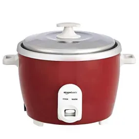 AmazonBasics Electric Rice Cooker 1 L (500 W) with Aluminum Pan, Measuring Cup and Scoop - Maroon