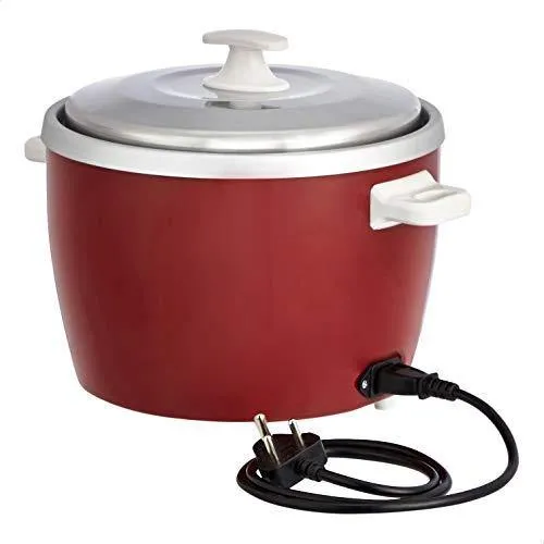 AmazonBasics Electric Rice Cooker 1 L (500 W) with Aluminum Pan, Measuring Cup and Scoop - Maroon