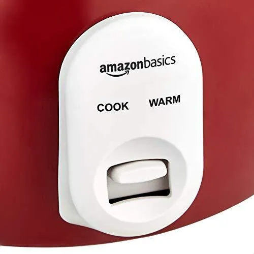 AmazonBasics Electric Rice Cooker 1 L (500 W) with Aluminum Pan, Measuring Cup and Scoop - Maroon