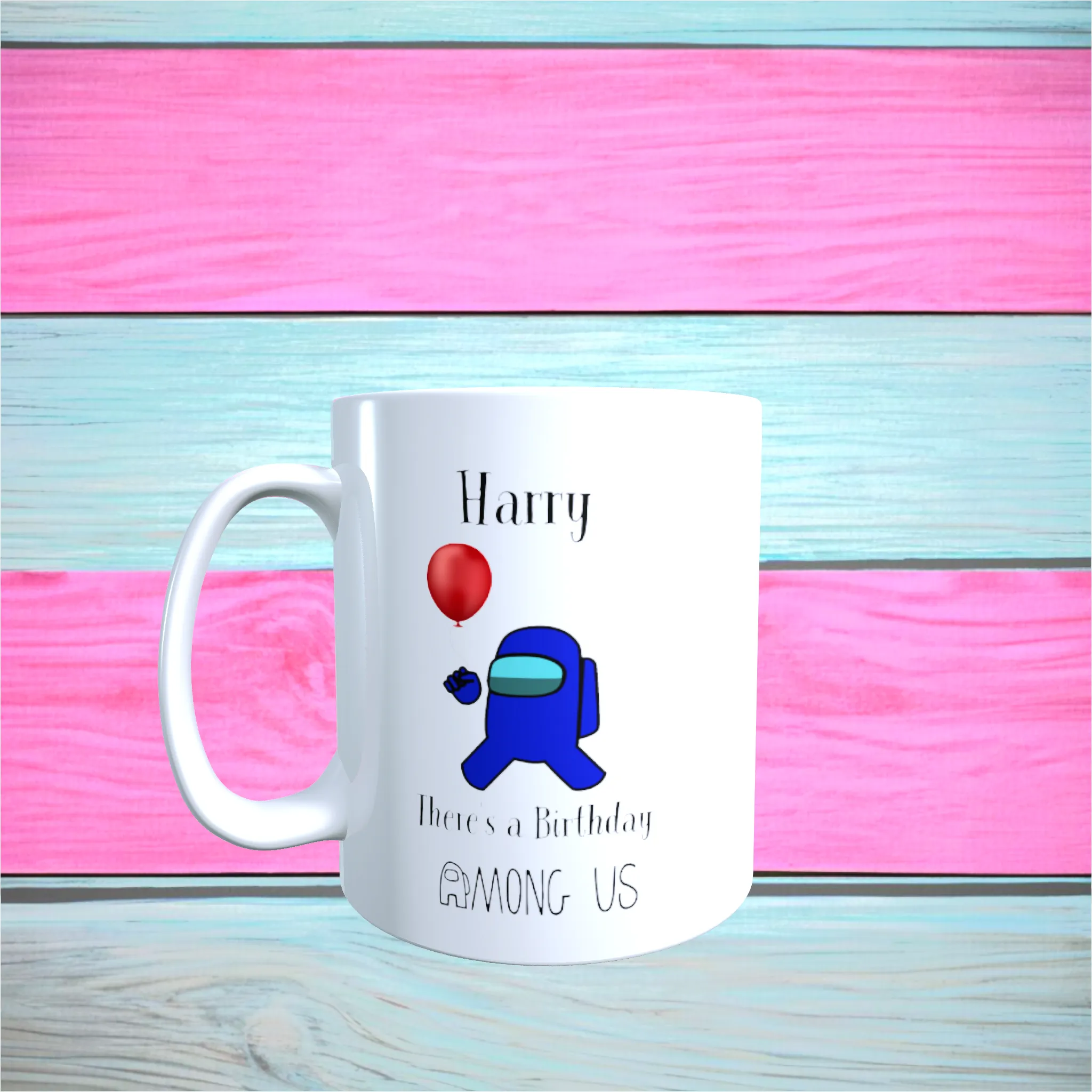 Among Us Birthday Mug Printed With Any Name, Great Gift For Kids