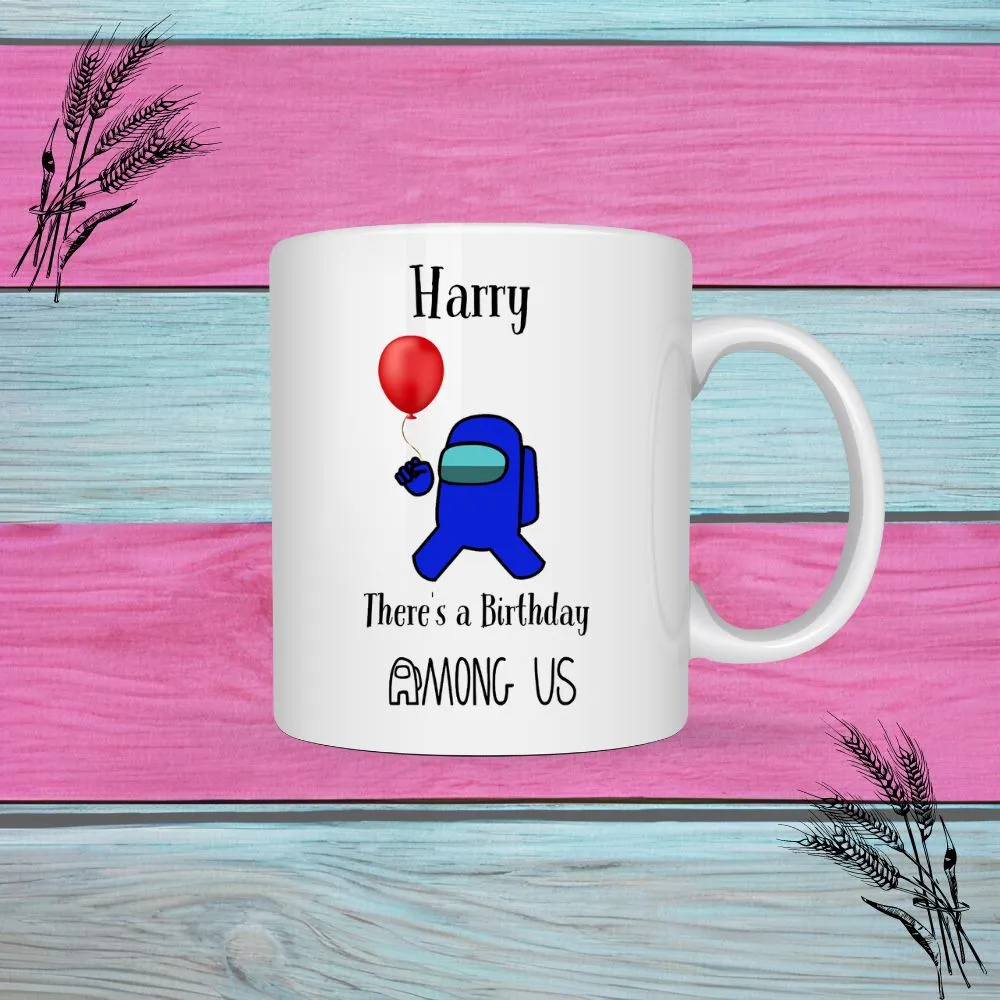 Among Us Birthday Mug Printed With Any Name, Great Gift For Kids