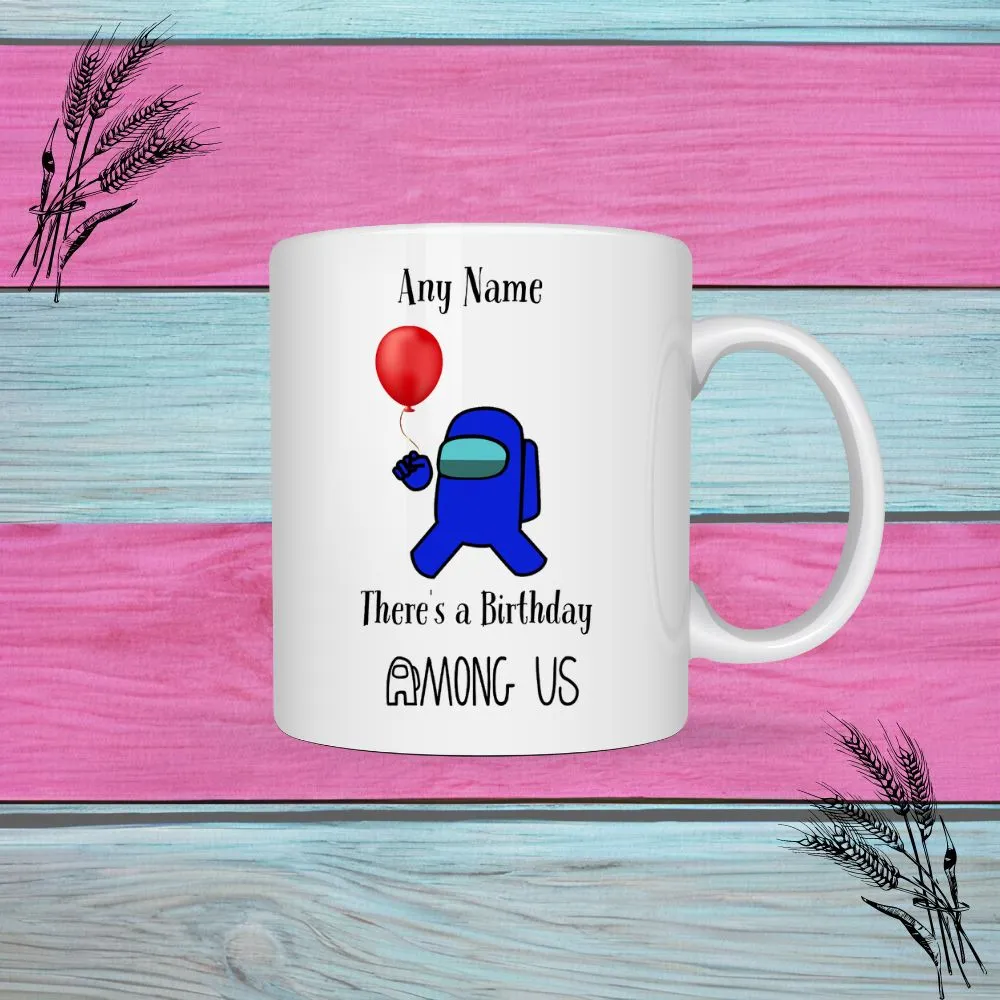 Among Us Birthday Mug Printed With Any Name, Great Gift For Kids