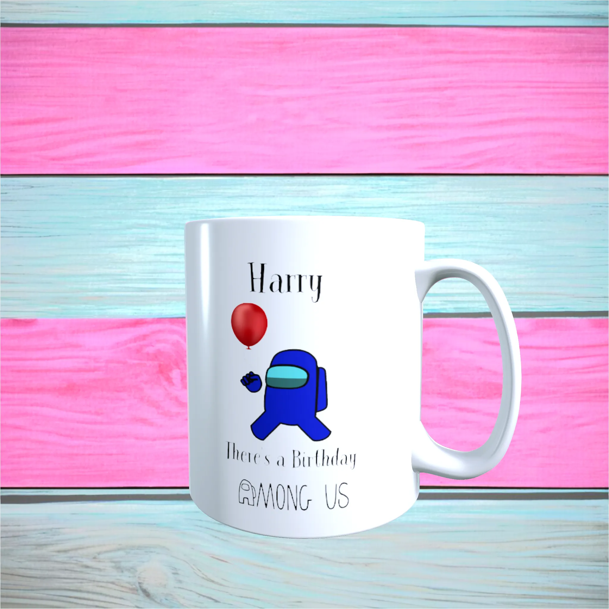 Among Us Birthday Mug Printed With Any Name, Great Gift For Kids