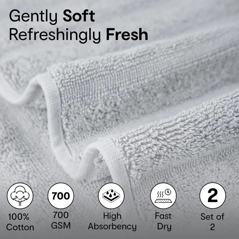 Anko Australia 100% Cotton 700 GSM Large Ribbed Bath Towel | Set of 2 | Super-Soft, Absorbent, Quick-Drying | Rust & Grey Towel for Men, Women & Kids | 135x68 cm |Travel, Gym, Spa Towel