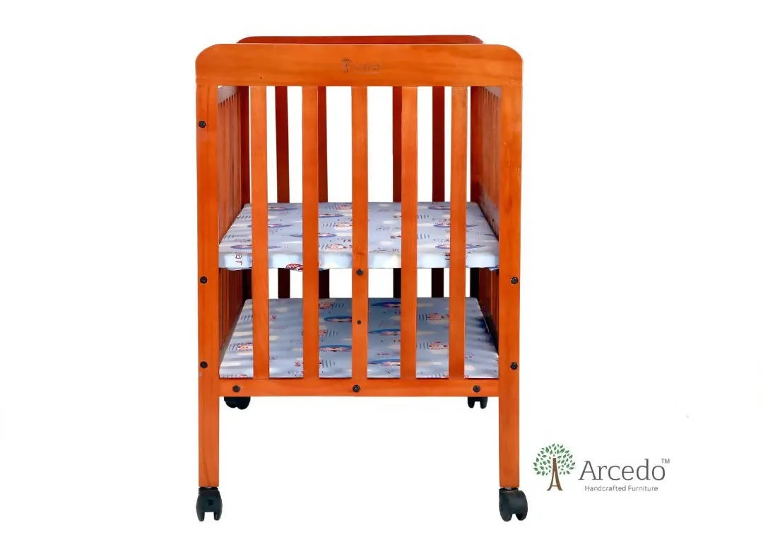 ARCEDO Florence Wooden Baby Cot With Mosquitoes net, Dimensions: H82.5×W59.6×L102.8 cm