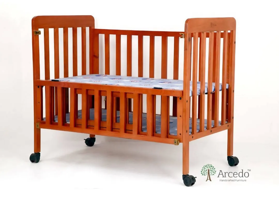 ARCEDO Florence Wooden Baby Cot With Mosquitoes net, Dimensions: H82.5×W59.6×L102.8 cm