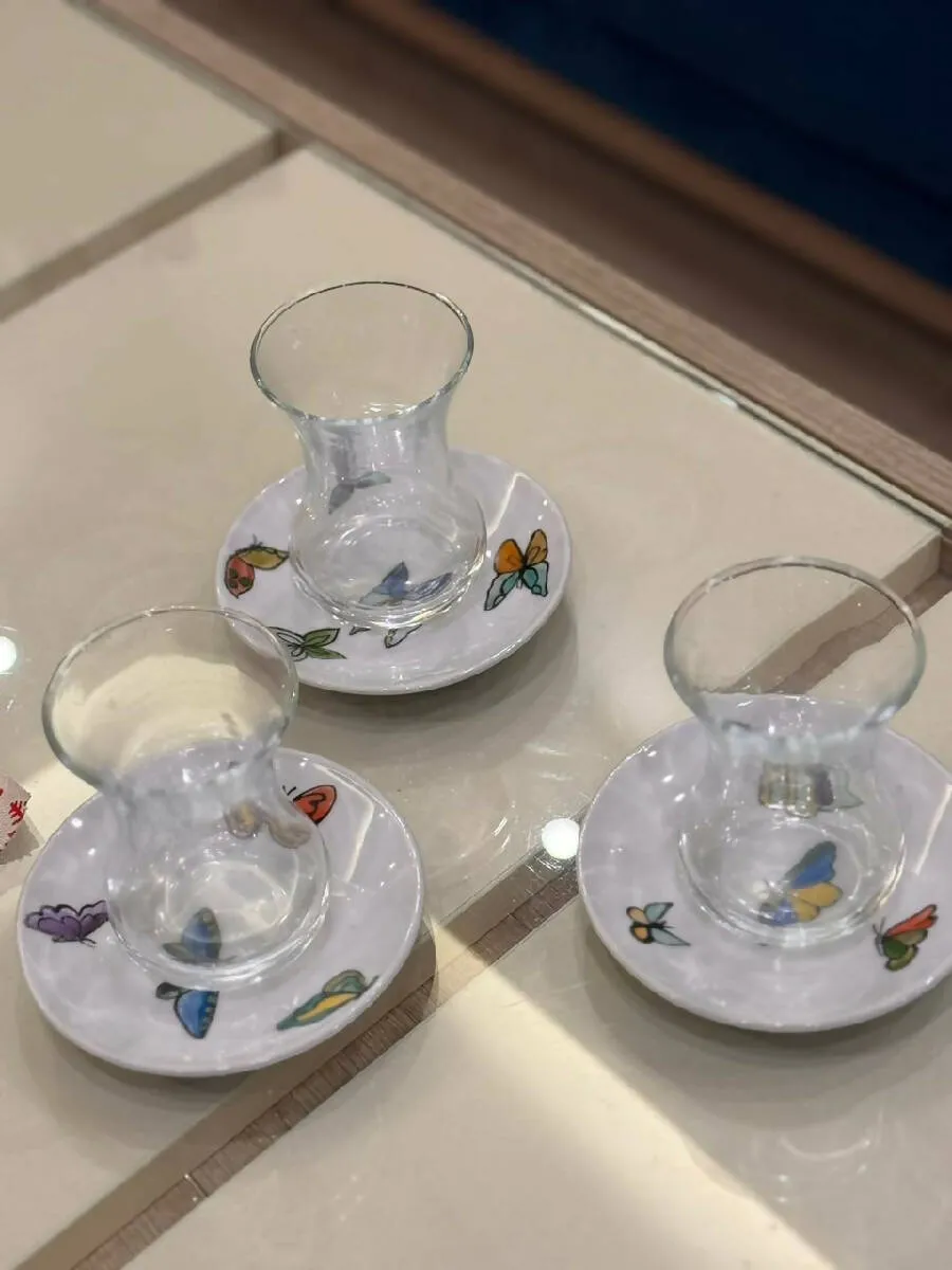 Art Vibes Hand Painted Butterfly Tea Cups set Of 6