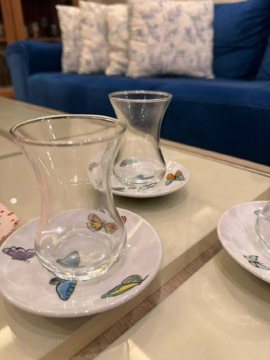 Art Vibes Hand Painted Butterfly Tea Cups set Of 6