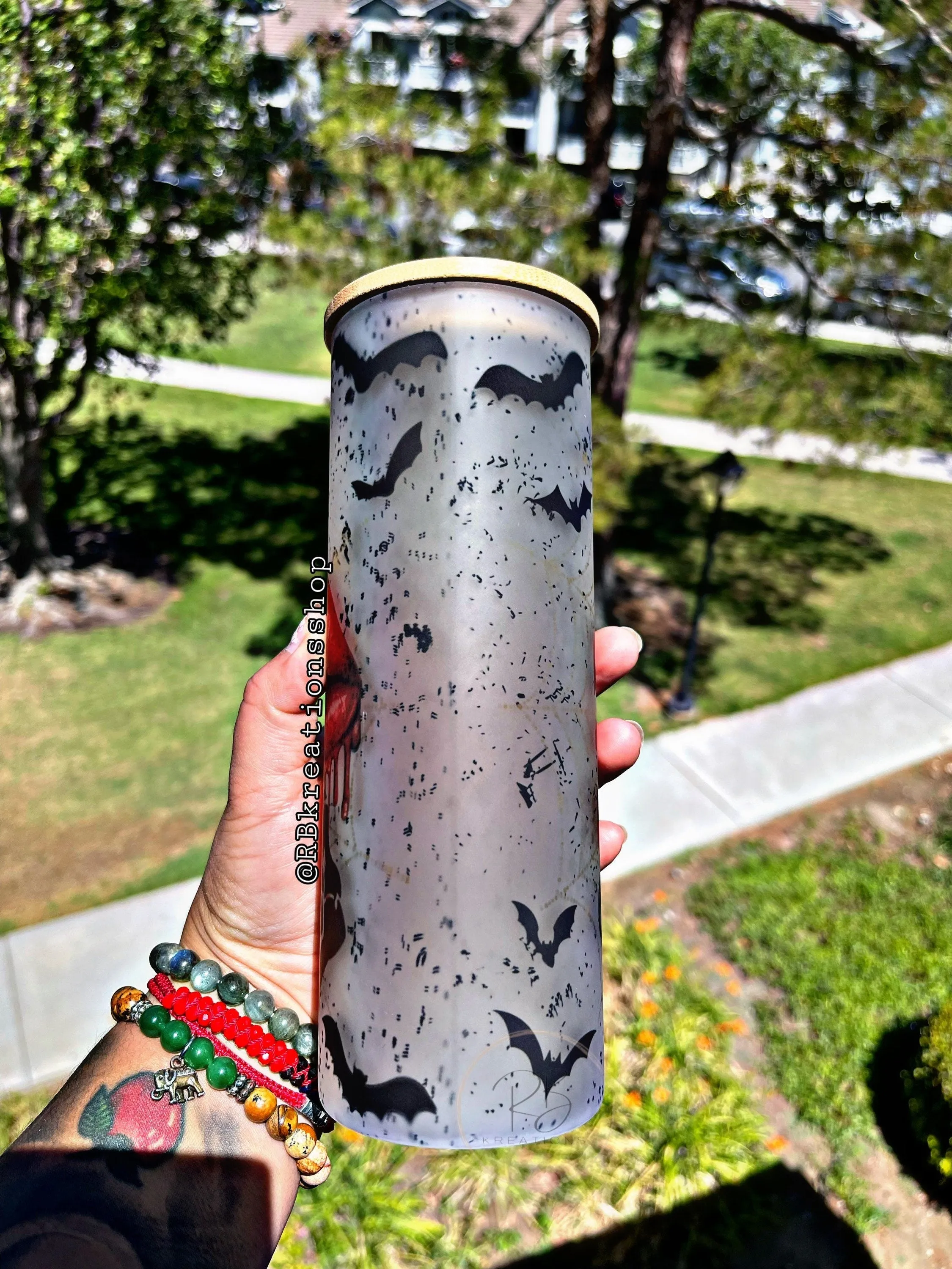 Bad Witch Energy Frosted Tumbler | Spooky | Halloween tumbler | Mom tumbler | 25oz Skinny Frosted glass | Witch Tumbler | Skeleton