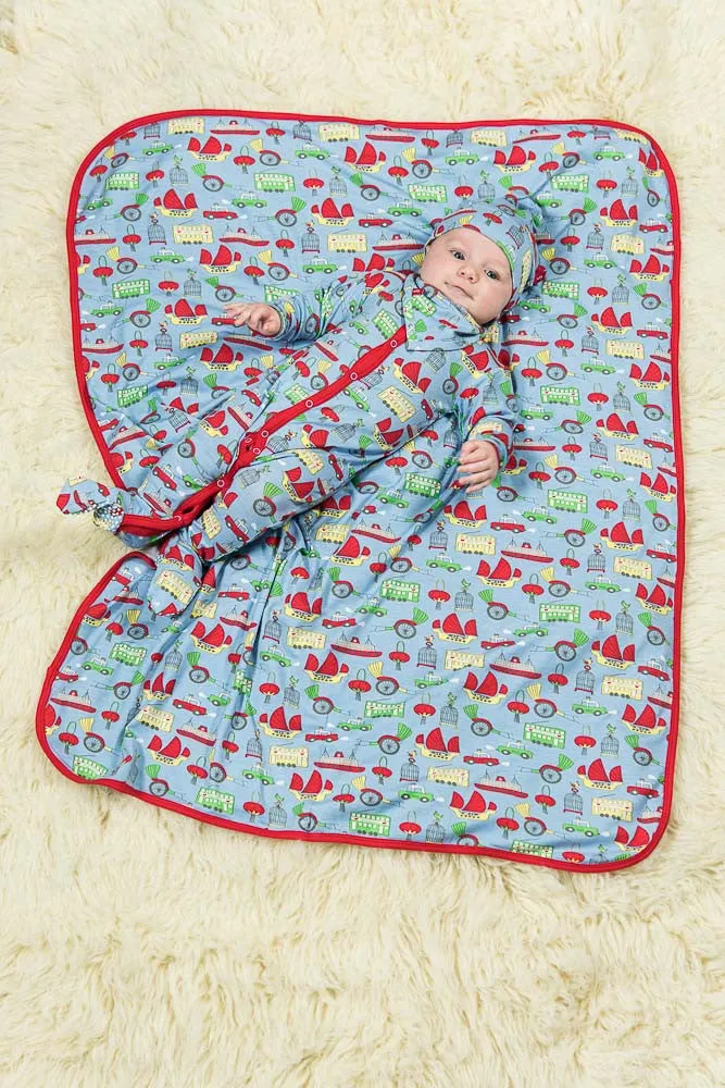 Bamboo baby blanket - Hong Kong print - Boys