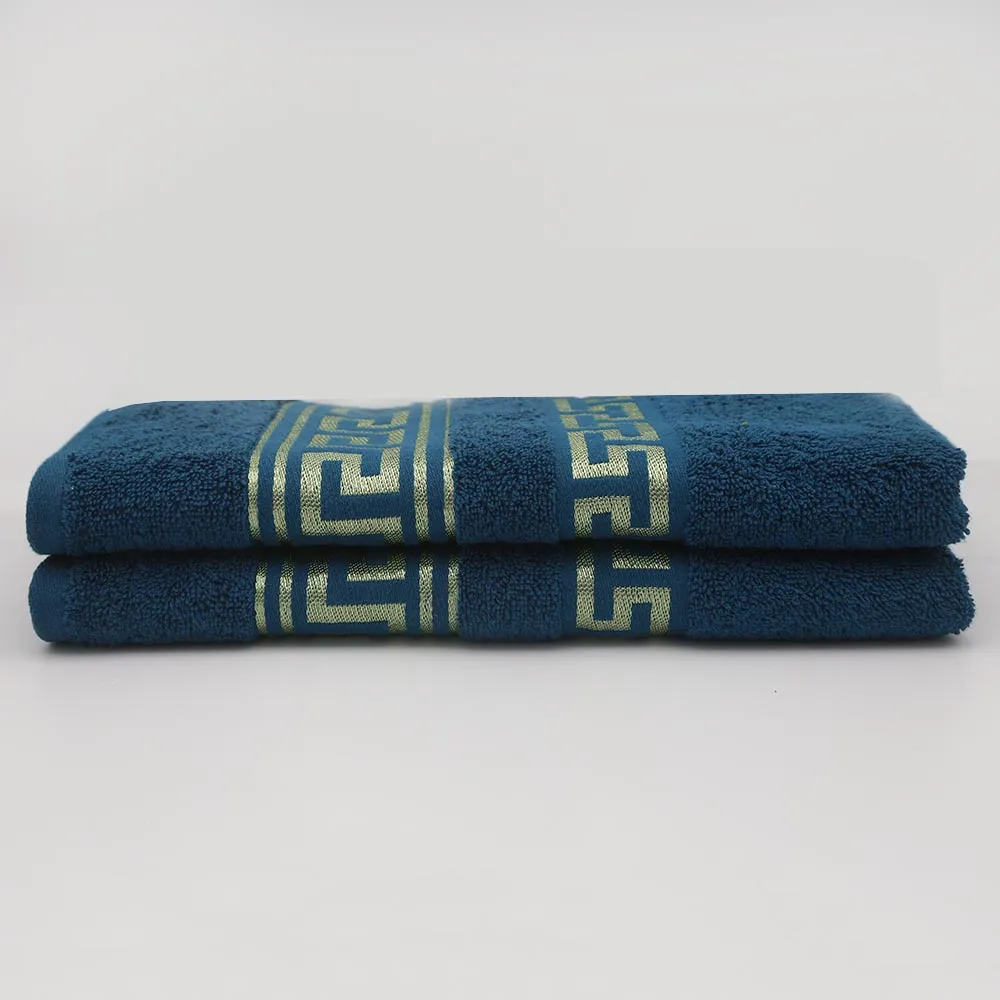 Bath Towel Greek Border 70x140 - Navy Blue