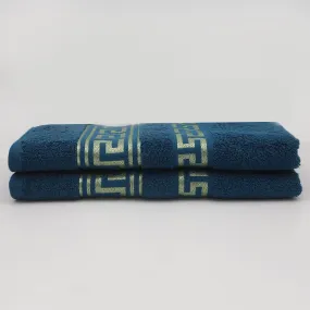 Bath Towel Greek Border 70x140 - Navy Blue