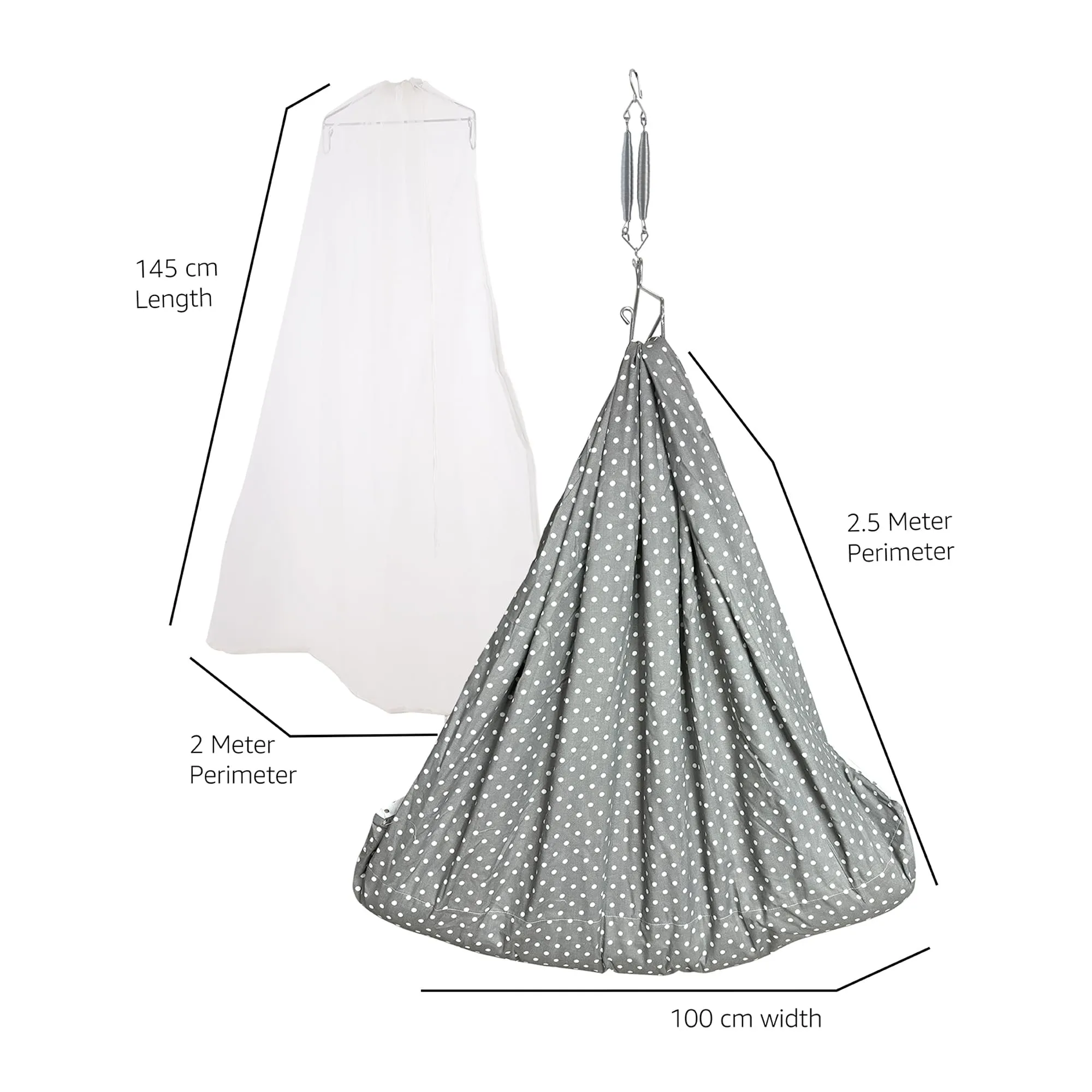 beetot New Born Baby Swing Cradle (jhula) | Cradle Cloth with Removable Mattress Bed, Mosquito net, Spring and Triangle Hanger | Weight Capacity up to 20kg | Age from 0-12 Months (Melanchi)