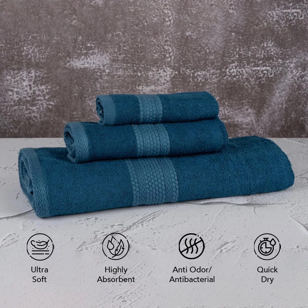 BePlush 3 Piece Towels Set | Ultra Soft, Highly Absorbent, Anti Bacterial (Bath Towel, Hand Towel and Face Towel) Perfect as a Diwali/House Warming/Wedding Gift (3, Gift Box : White)