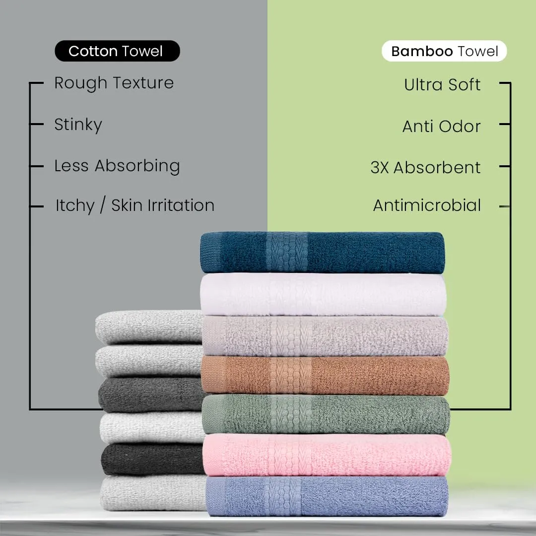 BePlush 3 Piece Towels Set | Ultra Soft, Highly Absorbent, Anti Bacterial (Bath Towel, Hand Towel and Face Towel) Perfect as a Diwali/House Warming/Wedding Gift (3, Gift Box : White)