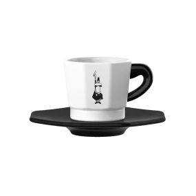 Bialetti Octagonal Black & White Coffee Cups, Set of 4