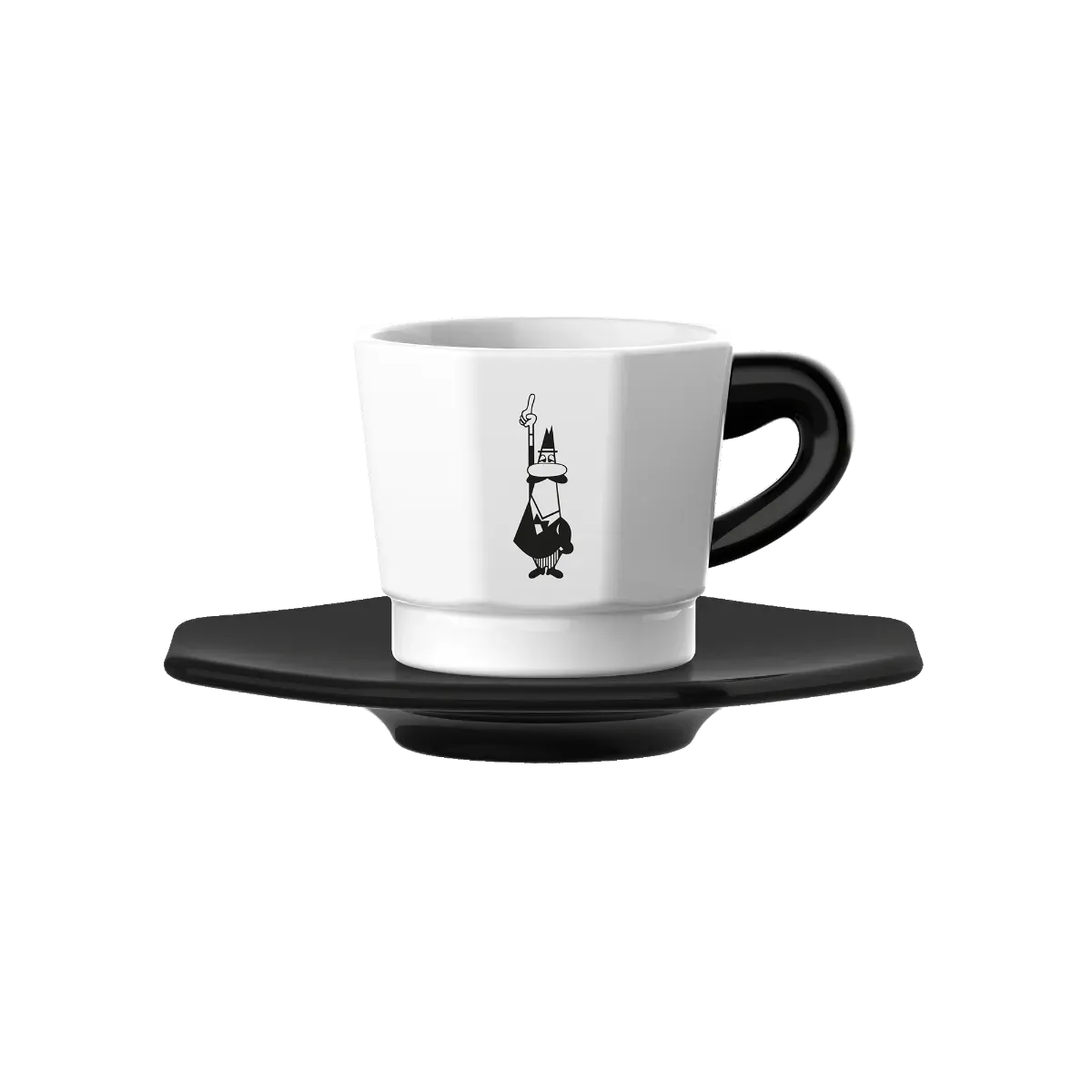 Bialetti Octagonal Black & White Coffee Cups, Set of 4