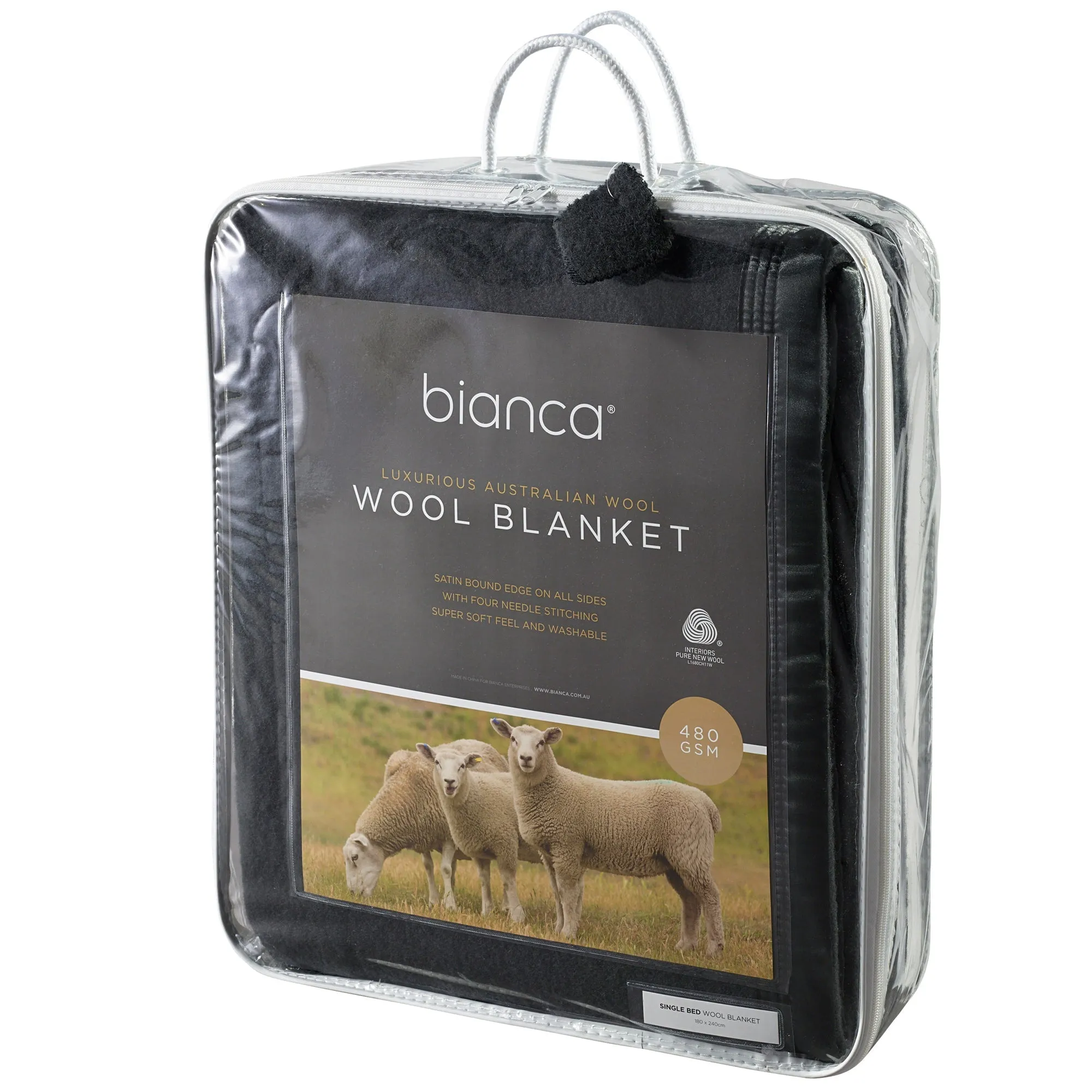 Bianca Australian Wool Blanket - Charcoal