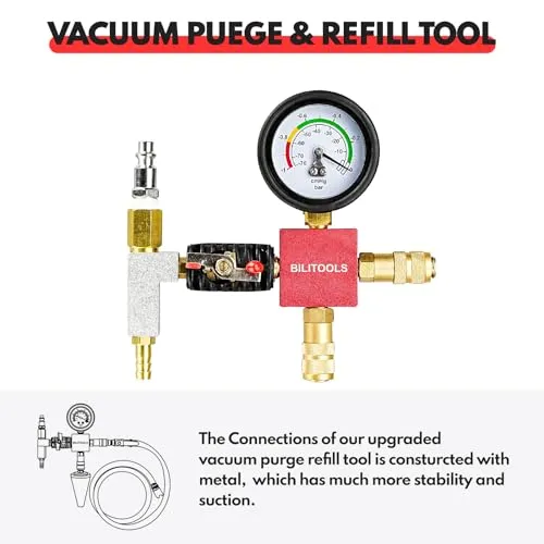 BILITOOLS Radiator Coolant Pressure Tester & Vacuum Refill Kit, 28-Piece Universal Cooling System Radiator Leak Tester & Refiller