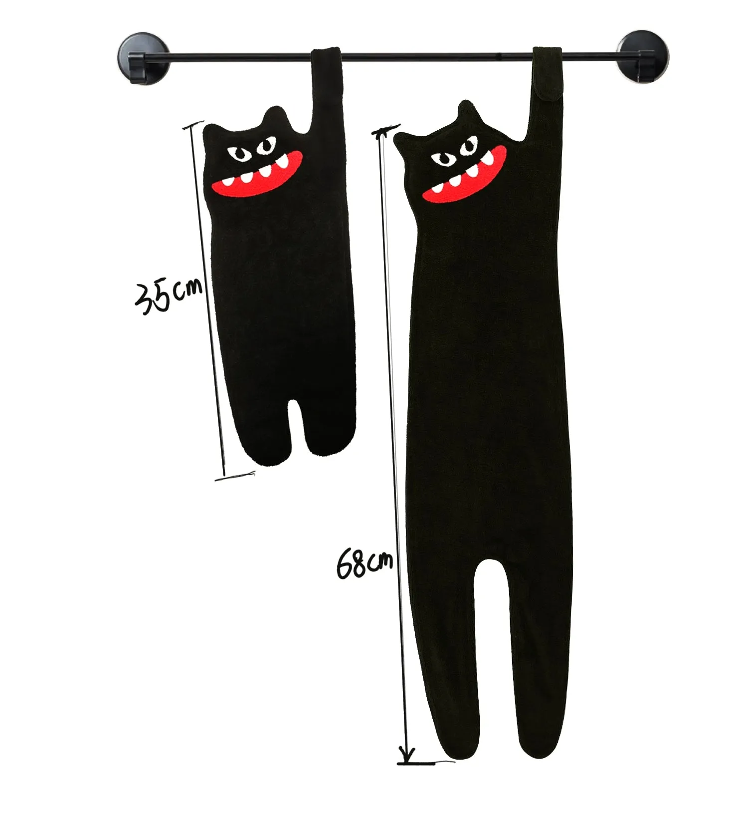 Black Cat Monster Embroidered Hand Towel