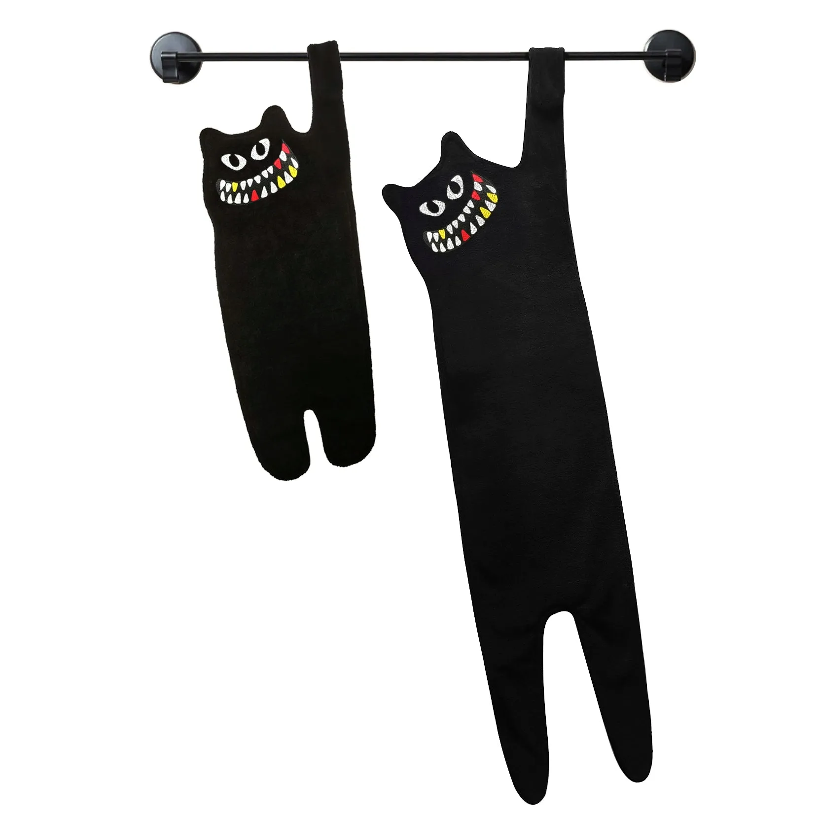 Black Cat Monster Embroidered Hand Towel