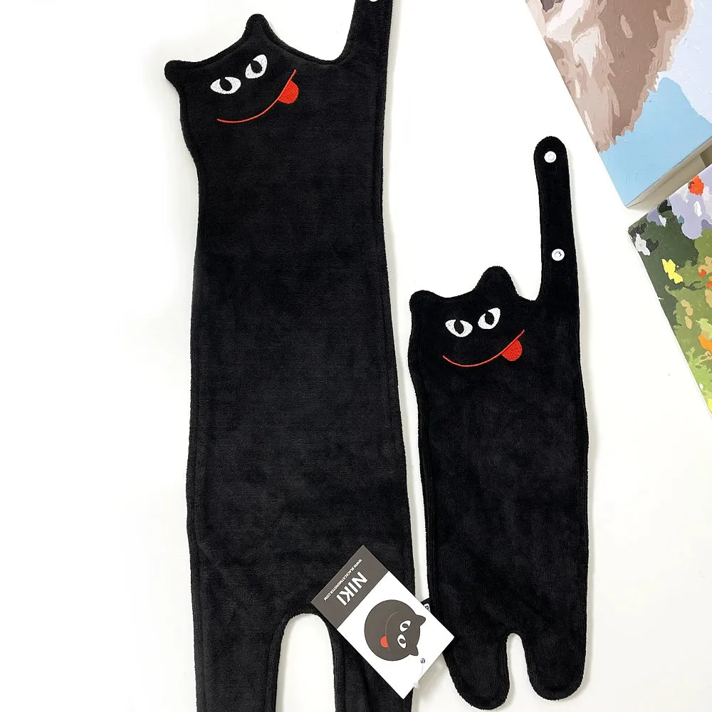 Black Cat Monster Embroidered Hand Towel