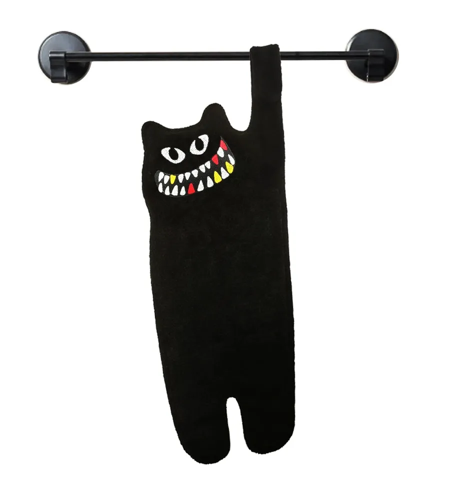 Black Cat Monster Embroidered Hand Towel