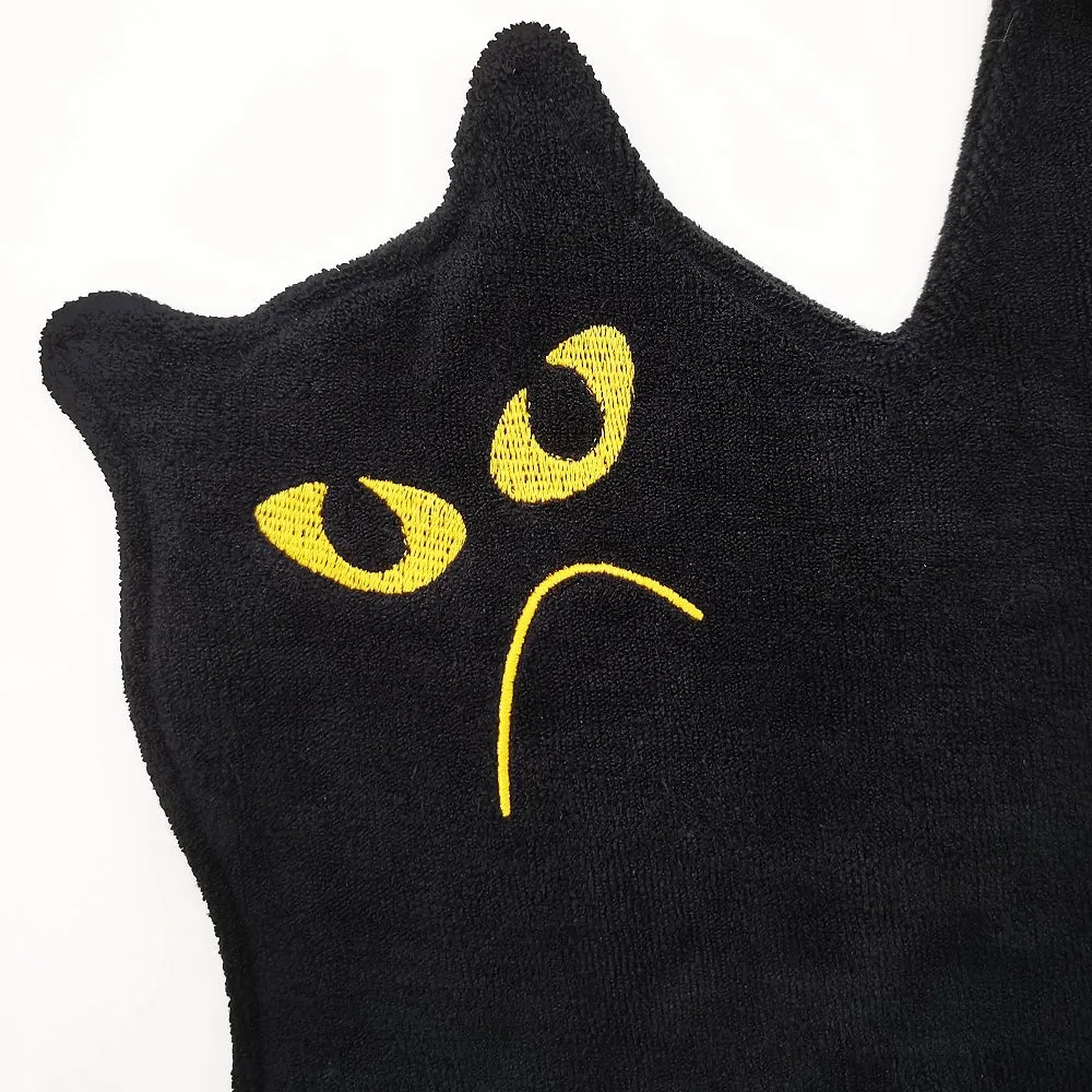 Black Cat Monster Embroidered Hand Towel