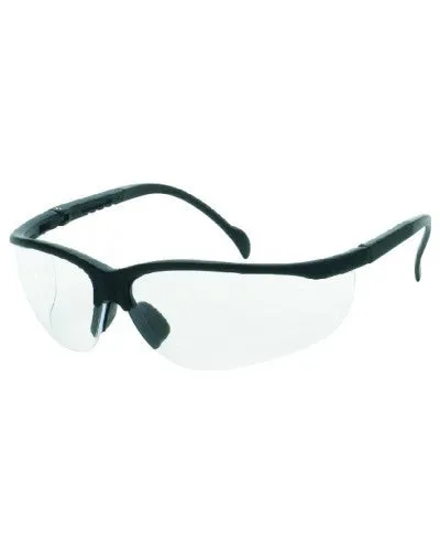 Black Frame - Clear Anti-Fog Lens - Soft Rubber Nose Buds - Adjustable Temples Safety Glasses