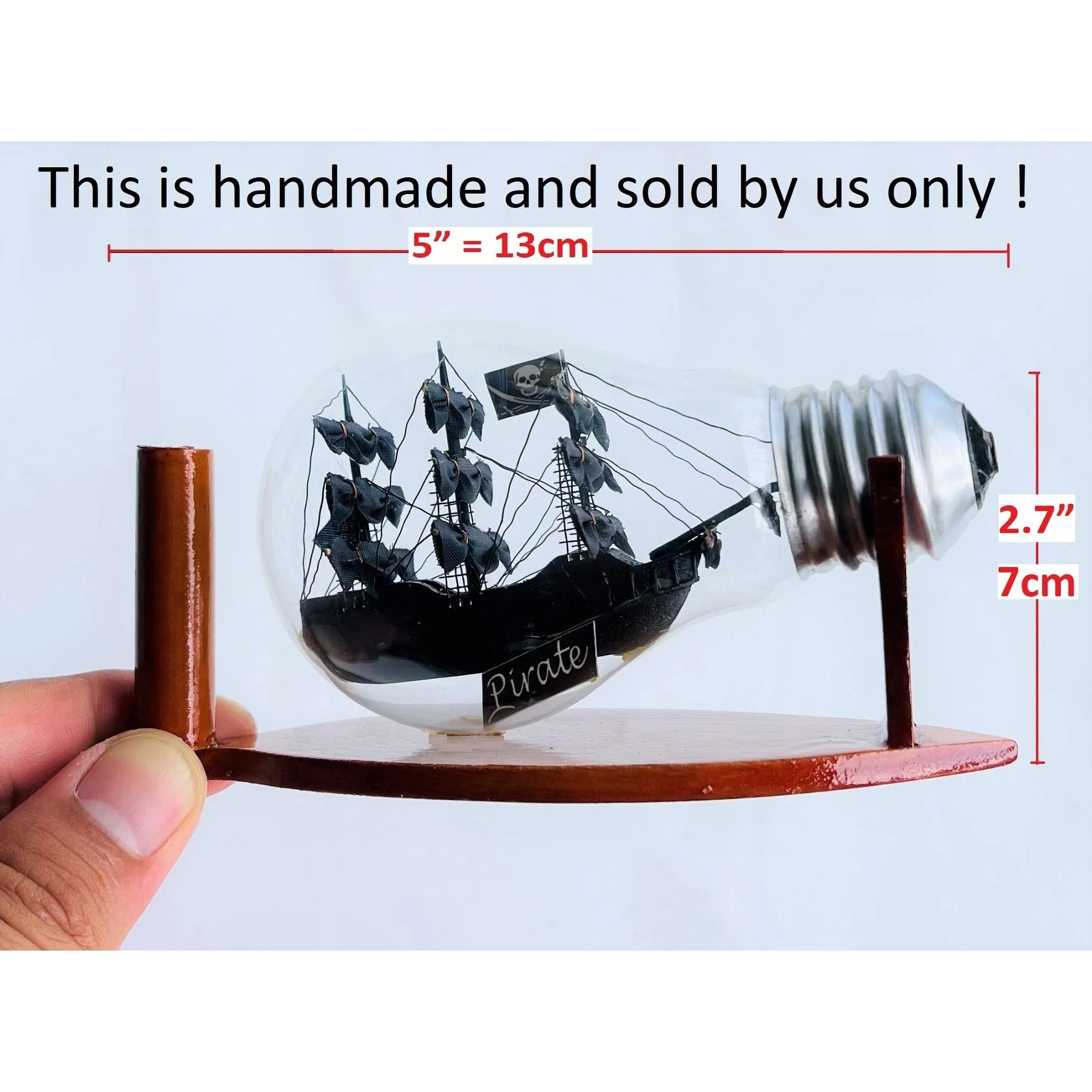 Black Pearl Caribbean Pirate Ship In A Bottle Miniature Boat