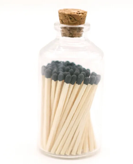 Black Tip Matches in Jar, Two Sizes