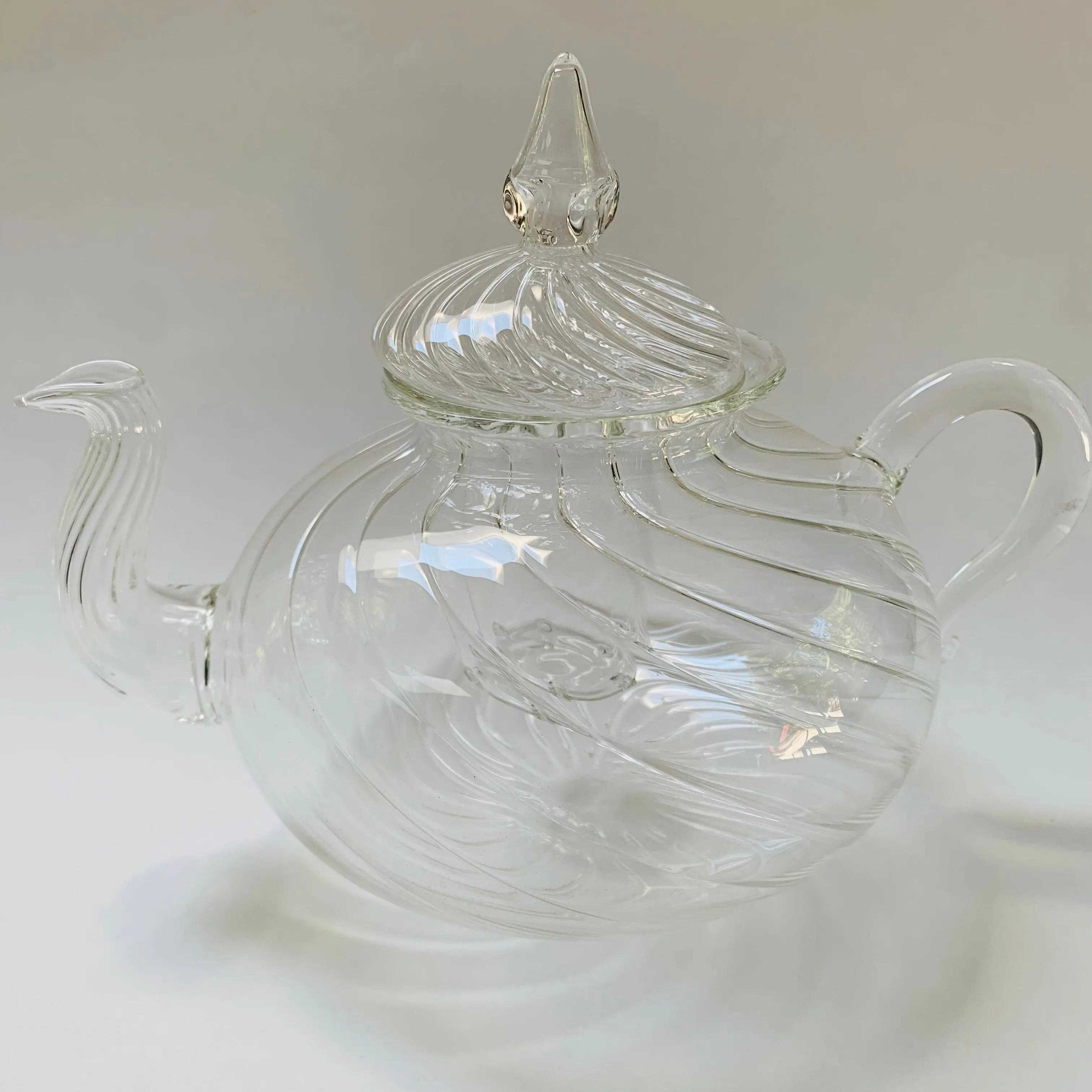 Blown Glass Teapot with Warmer - Wavy Design