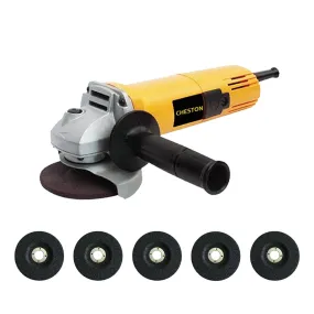 Cheston 850W Angle Grinder for Grinding, Cutting, Polishing (4 inch/100mm)   Set of 5 Grinding Wheels