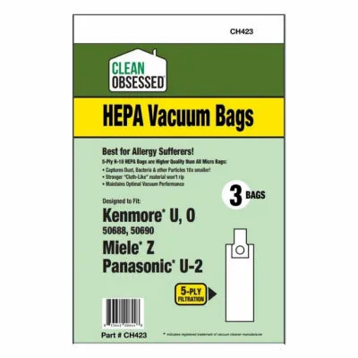 Clean Obsessed Kenmore & Panasonic Vacuum Cleaner Bags Type U, O & U-2 HEPA