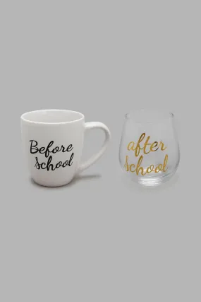 Clear And White Mug Gift Set (2 Piece)