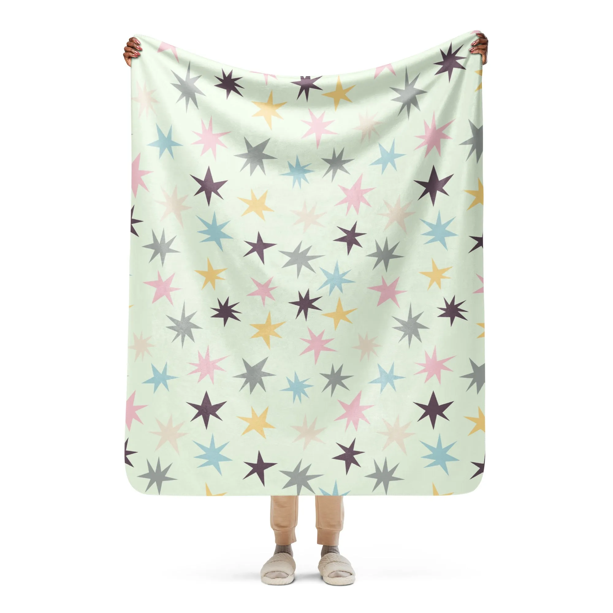 Colorful Stars Sherpa blanket lioness-love