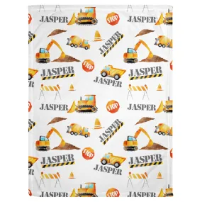 Construction Print Personalized Minky Blanket (Luxe Minky)