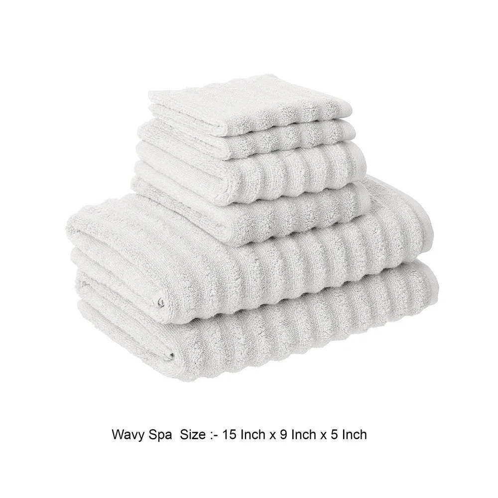 Cora 6 Piece Soft Egyptian Cotton Towel Set, Classic Textured Design, White By Casagear Home